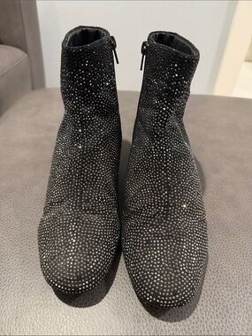 Aldo Black Rhinestone-Embellished Ankle Boots